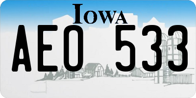 IA license plate AEO533