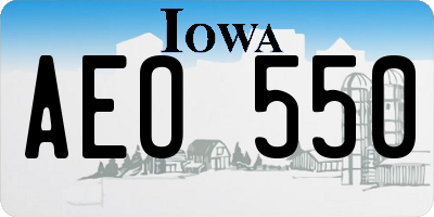 IA license plate AEO550