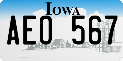 IA license plate AEO567