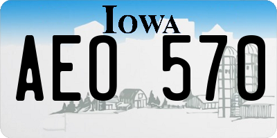 IA license plate AEO570