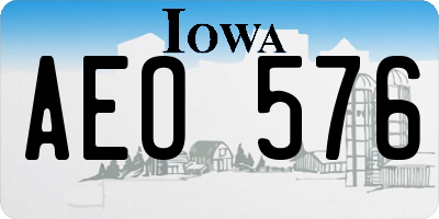 IA license plate AEO576