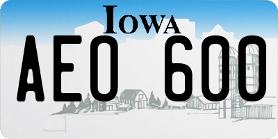 IA license plate AEO600