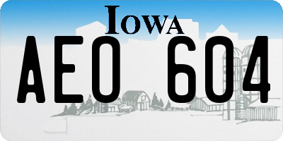 IA license plate AEO604