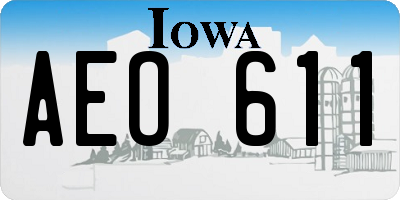 IA license plate AEO611