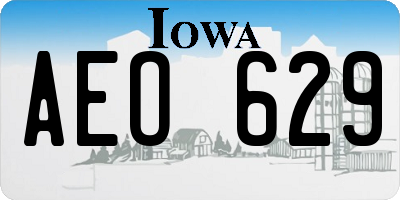 IA license plate AEO629