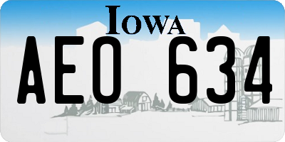 IA license plate AEO634