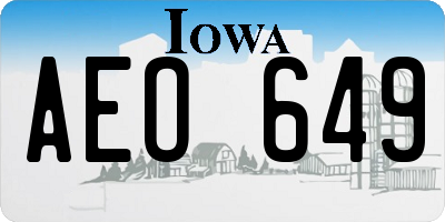 IA license plate AEO649