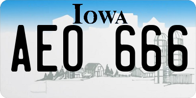 IA license plate AEO666