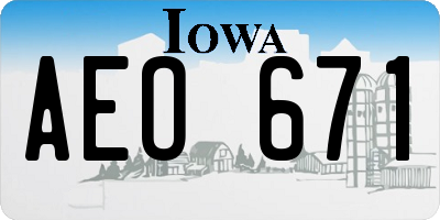 IA license plate AEO671
