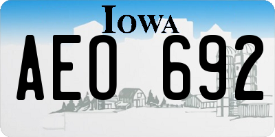 IA license plate AEO692