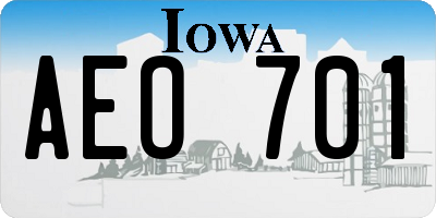 IA license plate AEO701