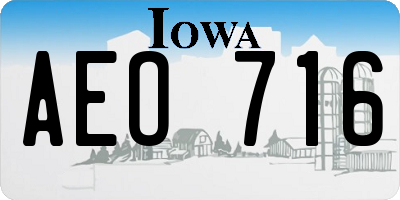 IA license plate AEO716