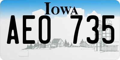 IA license plate AEO735