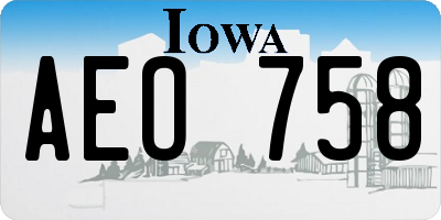 IA license plate AEO758