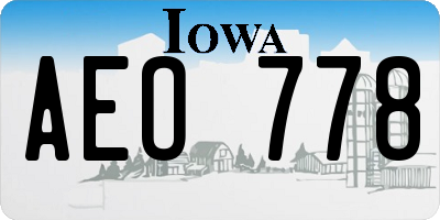 IA license plate AEO778