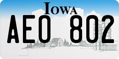 IA license plate AEO802