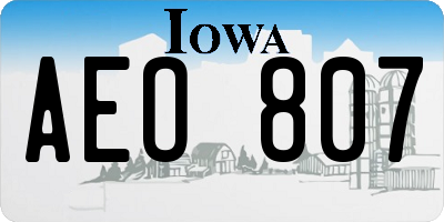 IA license plate AEO807