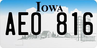 IA license plate AEO816