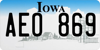 IA license plate AEO869
