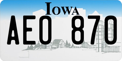 IA license plate AEO870