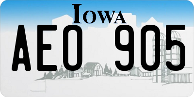 IA license plate AEO905
