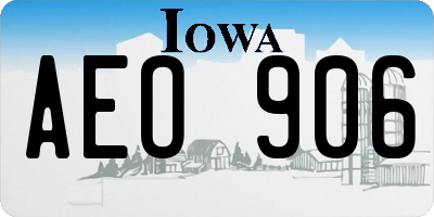 IA license plate AEO906