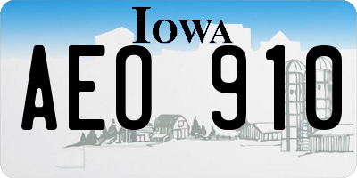 IA license plate AEO910