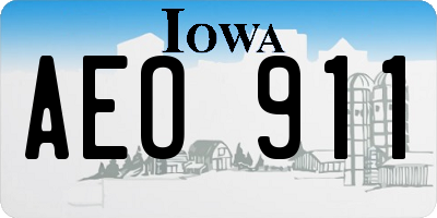 IA license plate AEO911