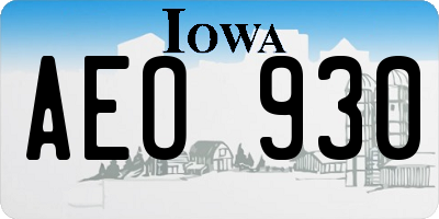 IA license plate AEO930