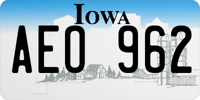 IA license plate AEO962