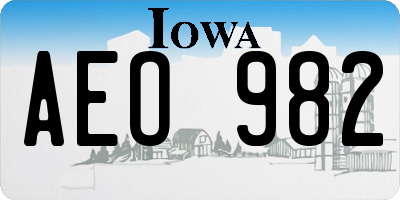 IA license plate AEO982
