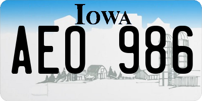 IA license plate AEO986