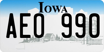 IA license plate AEO990