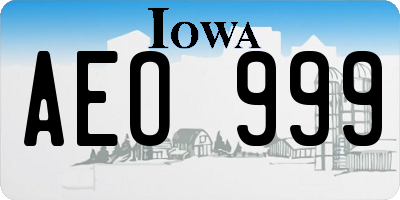 IA license plate AEO999