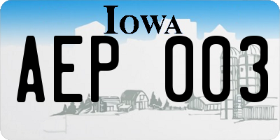IA license plate AEP003