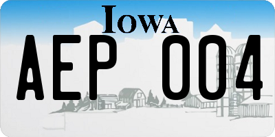 IA license plate AEP004