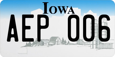 IA license plate AEP006