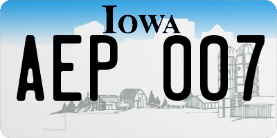 IA license plate AEP007