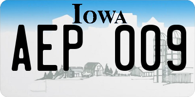 IA license plate AEP009