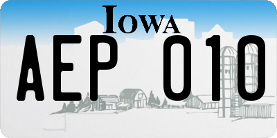 IA license plate AEP010