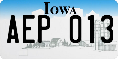 IA license plate AEP013