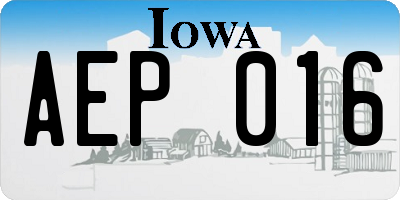 IA license plate AEP016