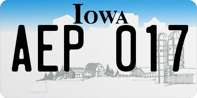 IA license plate AEP017