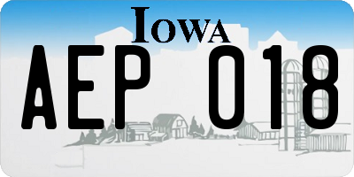IA license plate AEP018