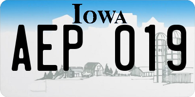 IA license plate AEP019
