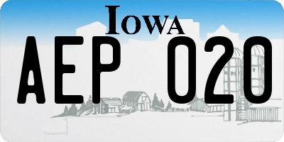 IA license plate AEP020