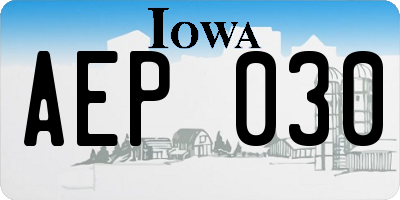 IA license plate AEP030