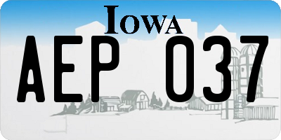 IA license plate AEP037