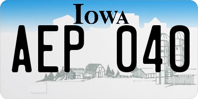 IA license plate AEP040