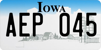 IA license plate AEP045